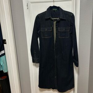 Ralph Lauren front button mid length Jean dress.Siz 10 excellent used condition.